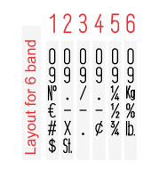 image of Shiny No. 0-6 traditional number stamp band layout